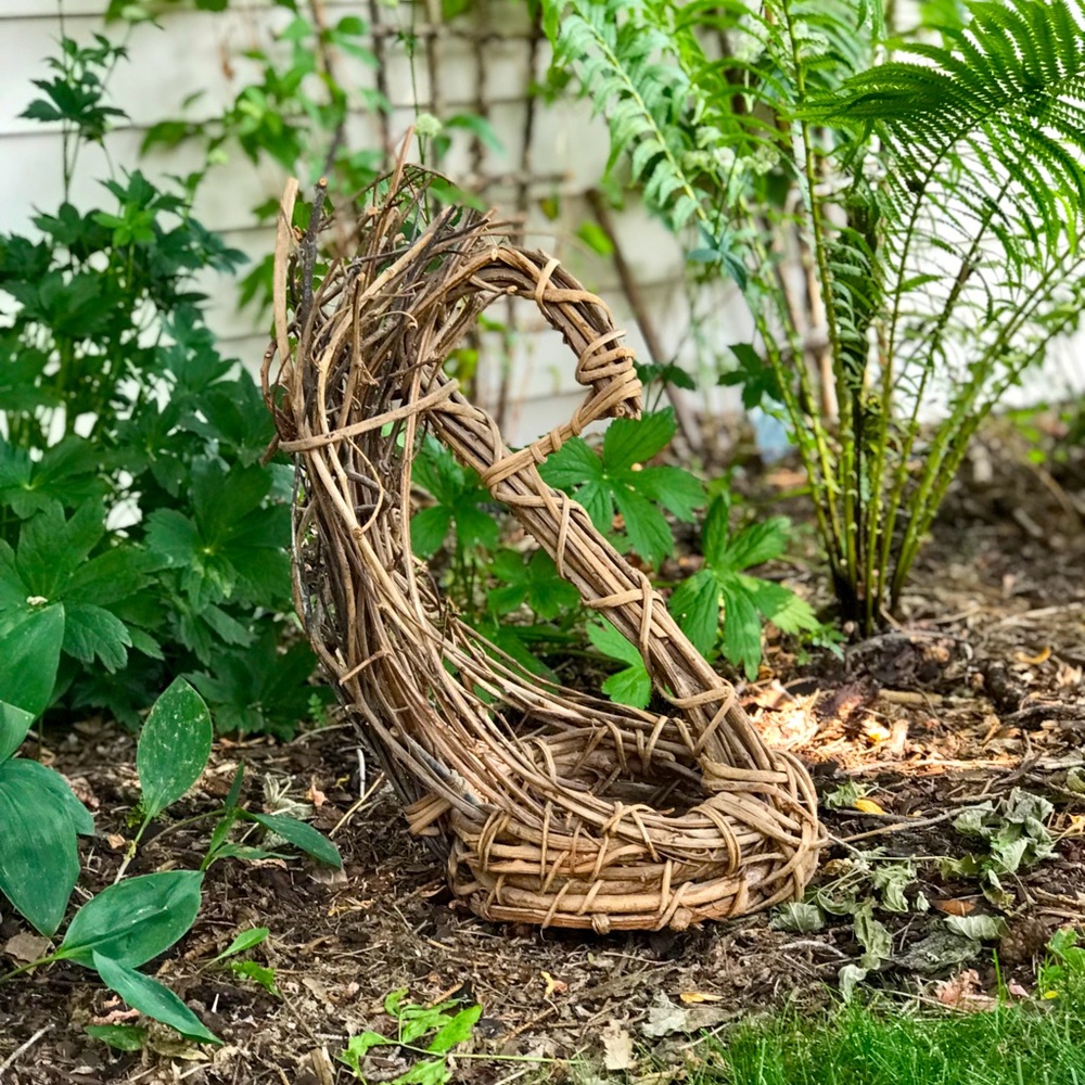 Handcrafted cane swan artisan planter